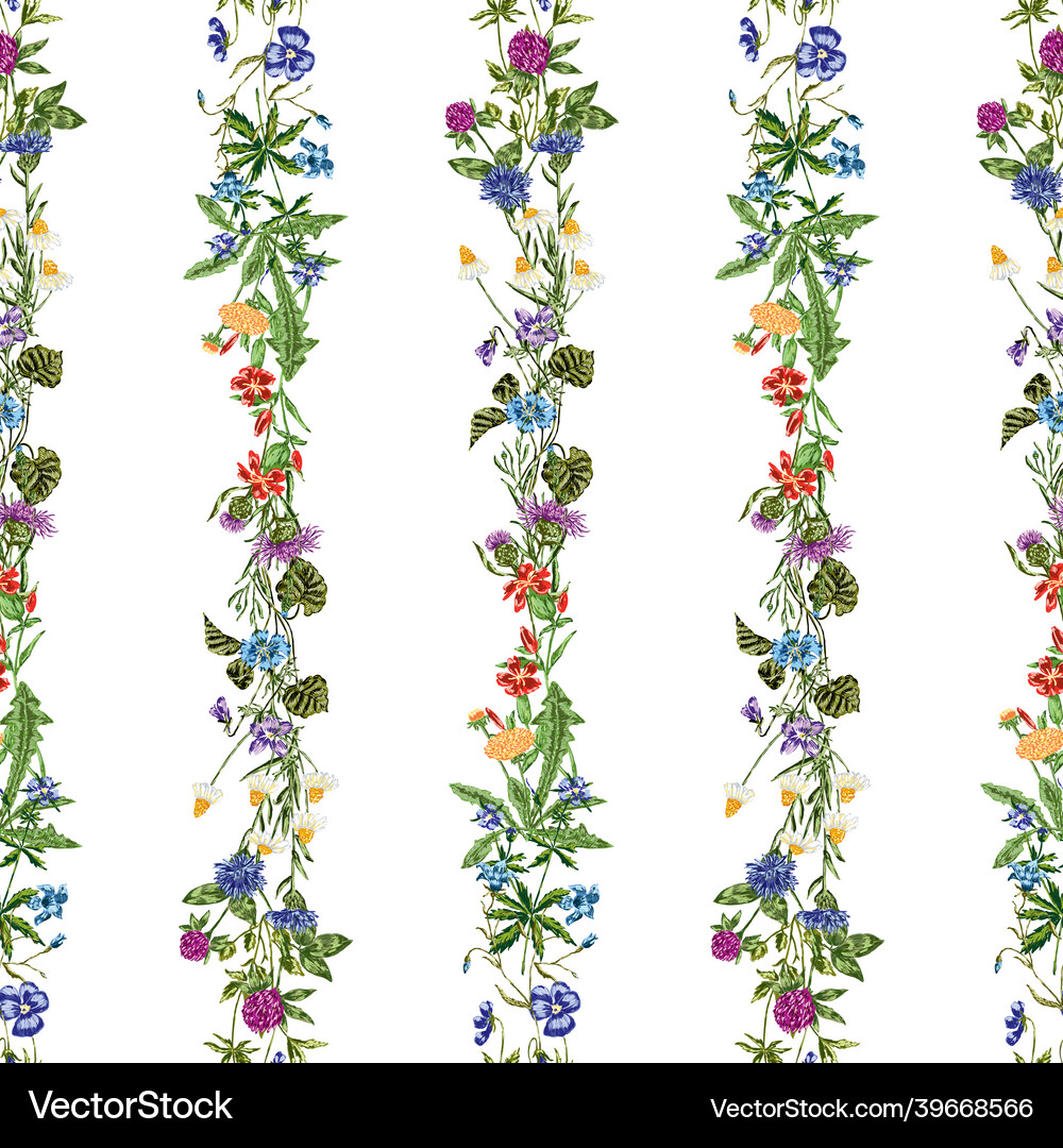 Wildflower Row Pattern Royalty Free Vector Image