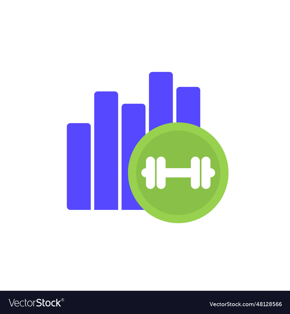 Workout icon with a graph and barbell