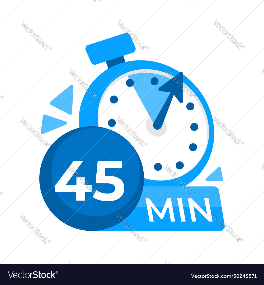 45 minutes timer stopwatch icon min clock vector image 45 minutes timer stopwatch icon min clock