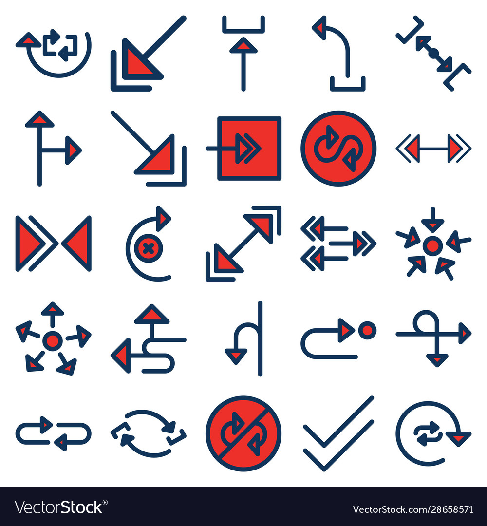Arrows gird isolated icons set every singl