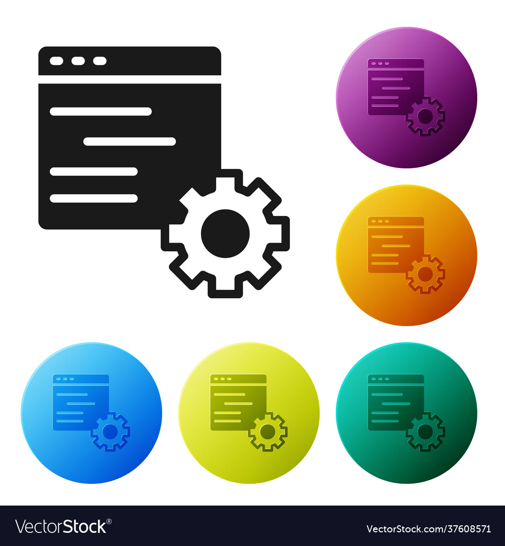Black computer api interface icon isolated vector image Black computer api interface icon isolated
