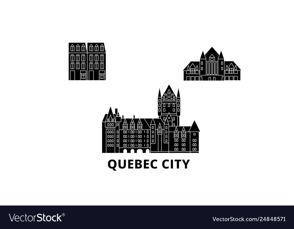 Canada quebec city flat travel skyline set Vector Image