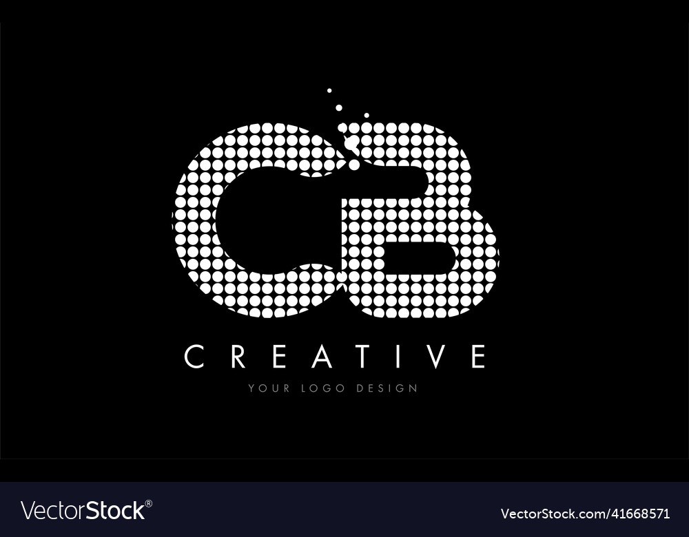 Cb c b letter logo design white magenta dots