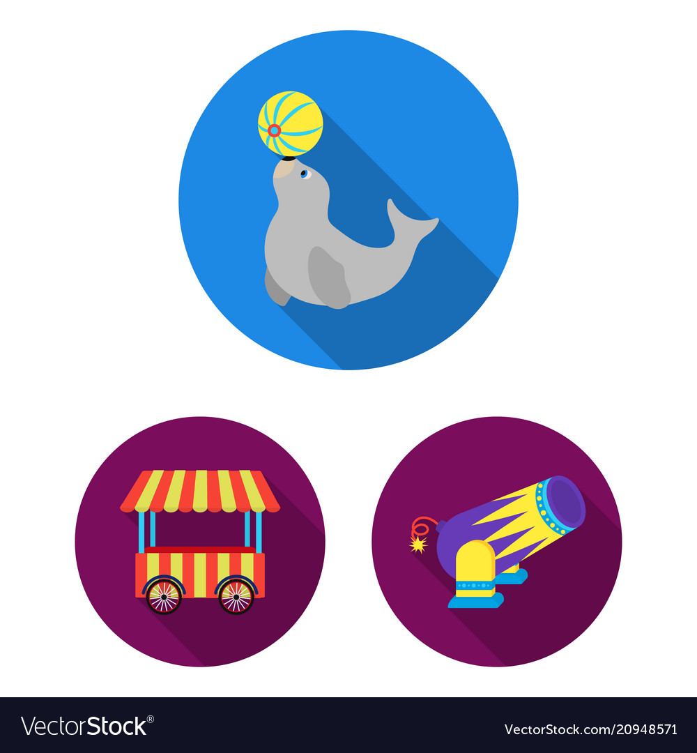 Circus and attributes flat icons in set collection