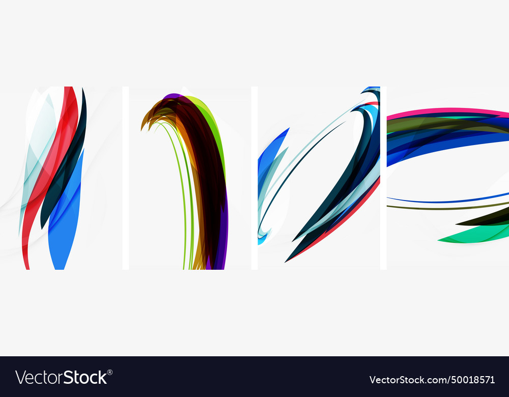 Colorful wave lines poster set for wallpaper Vector Image