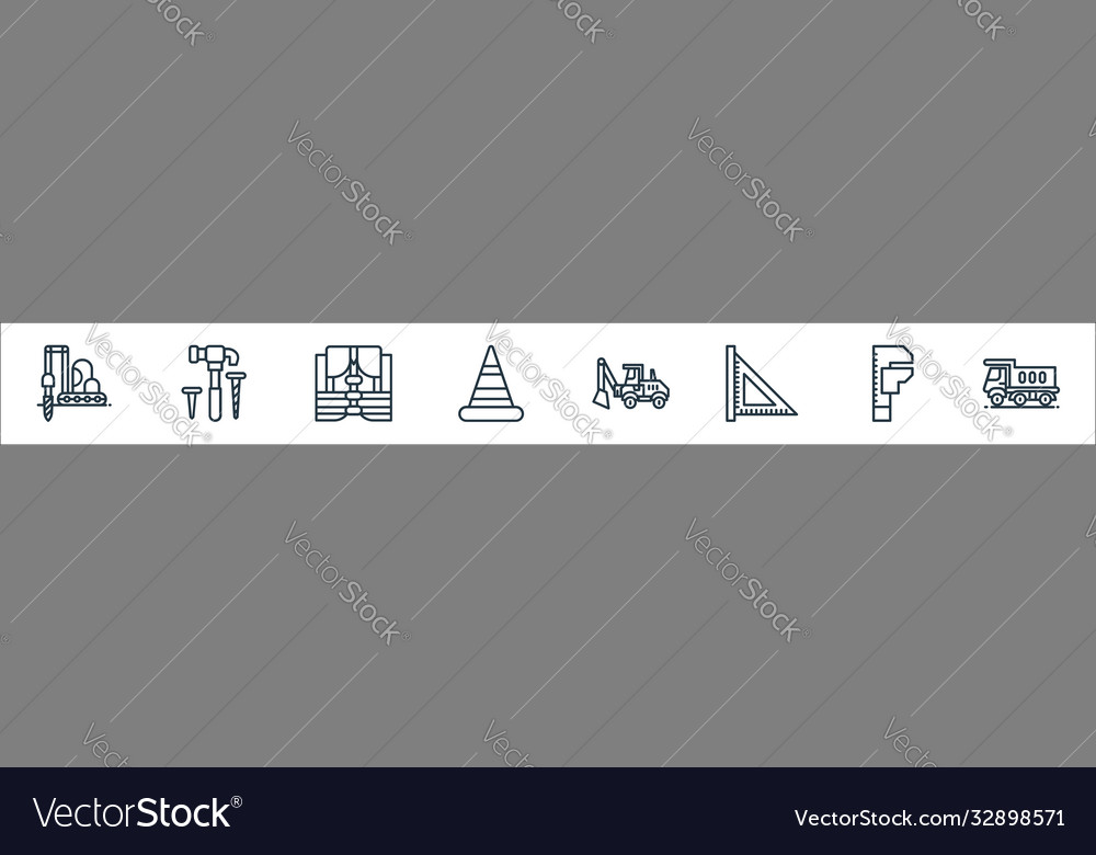 Constructions line icons linear set quality