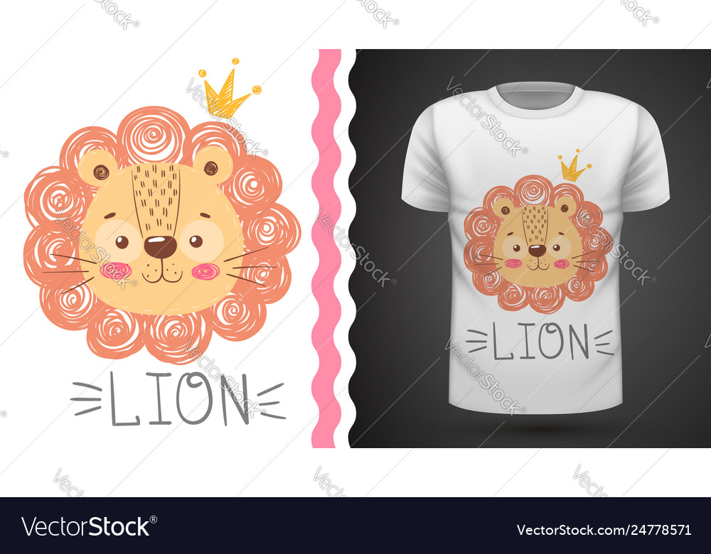 Cute lion - idea for print t-shirt