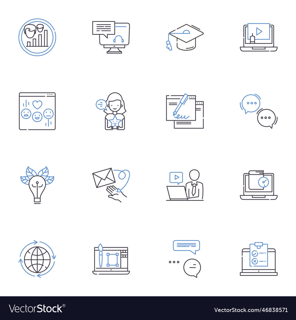 E-courses line icons collection online classes