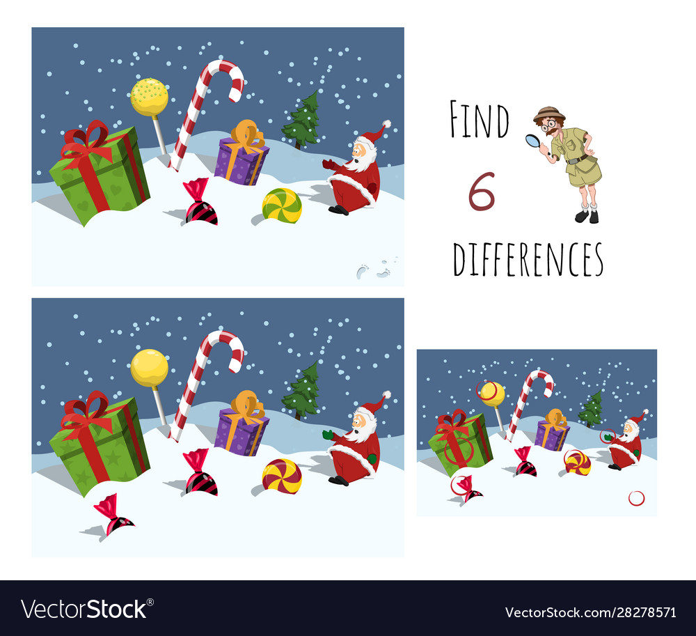 Find 7 differences educational game for children Vector Image