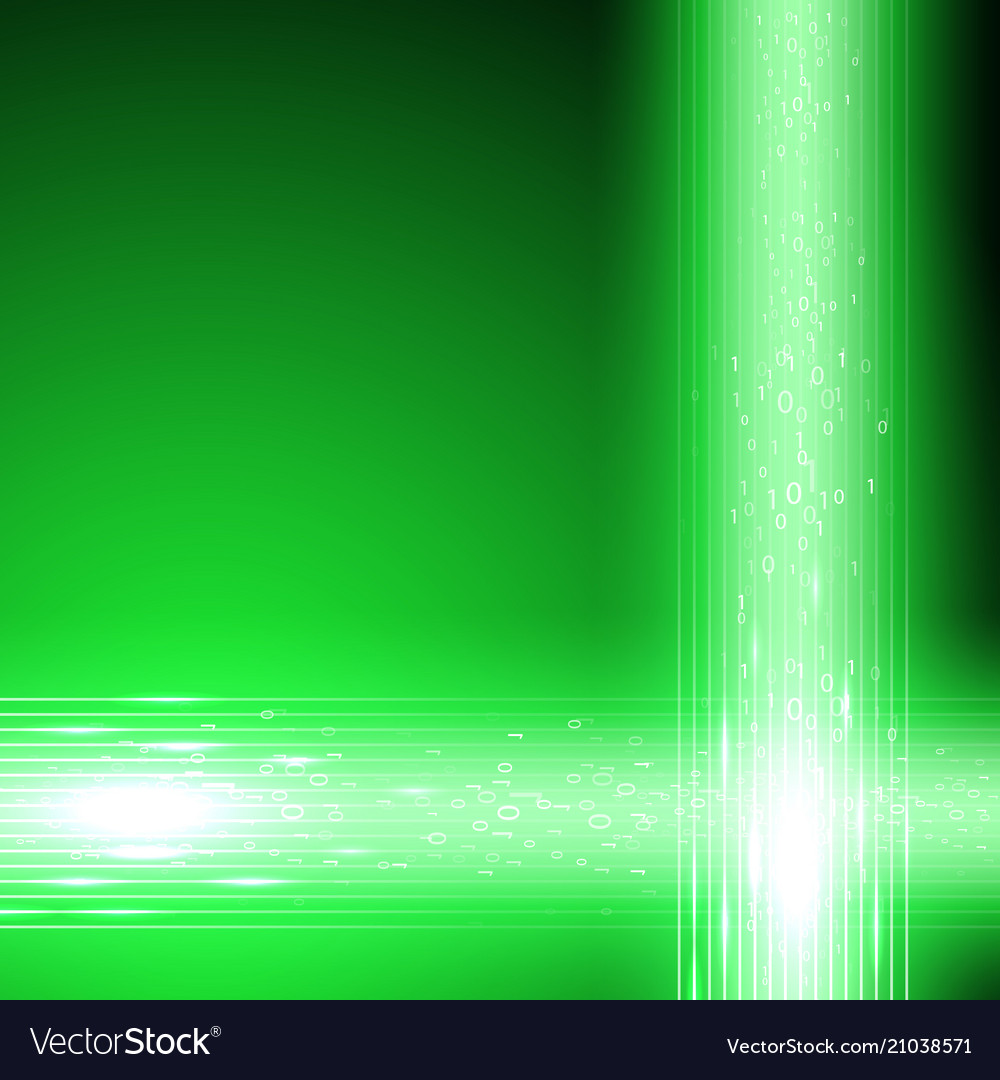 Green background with stream of binary code vector image Green background with stream of binary code