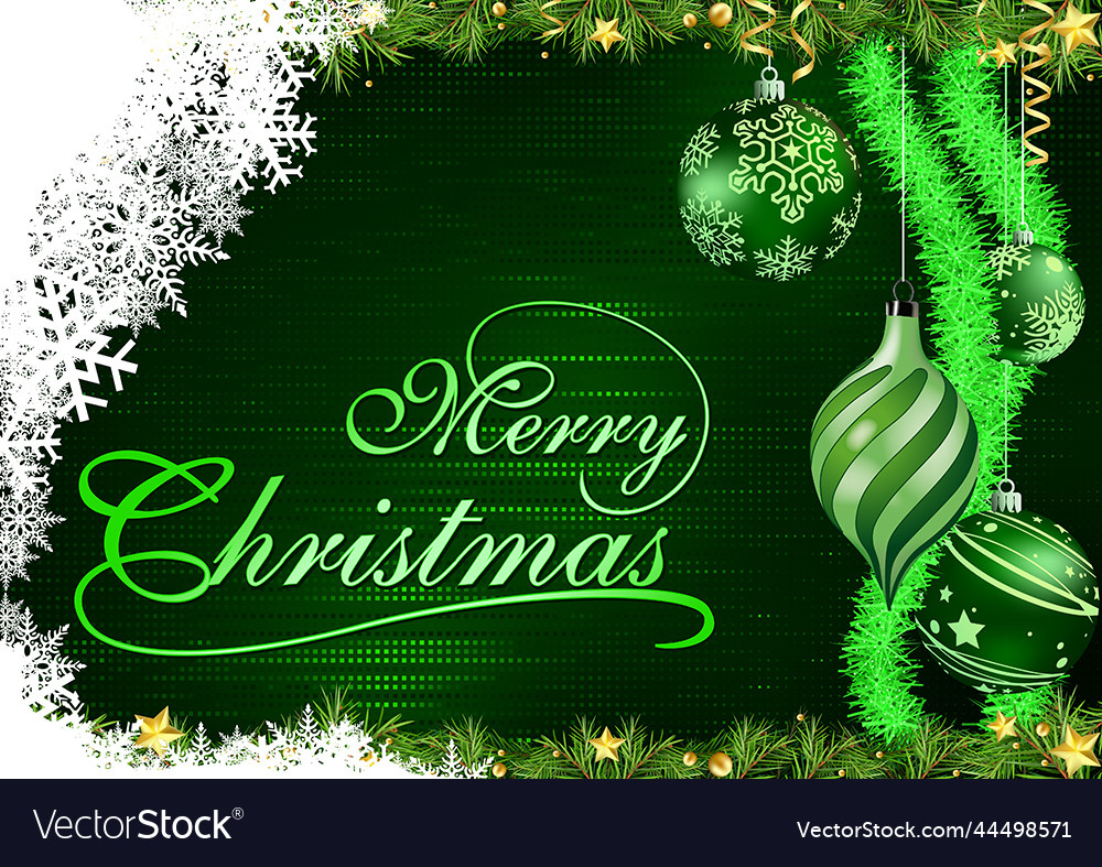 Green christmas greeting card Royalty Free Vector Image