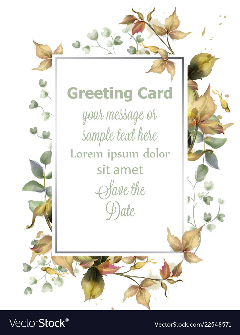 Greeting card frame with autumn leaves Royalty Free Vector