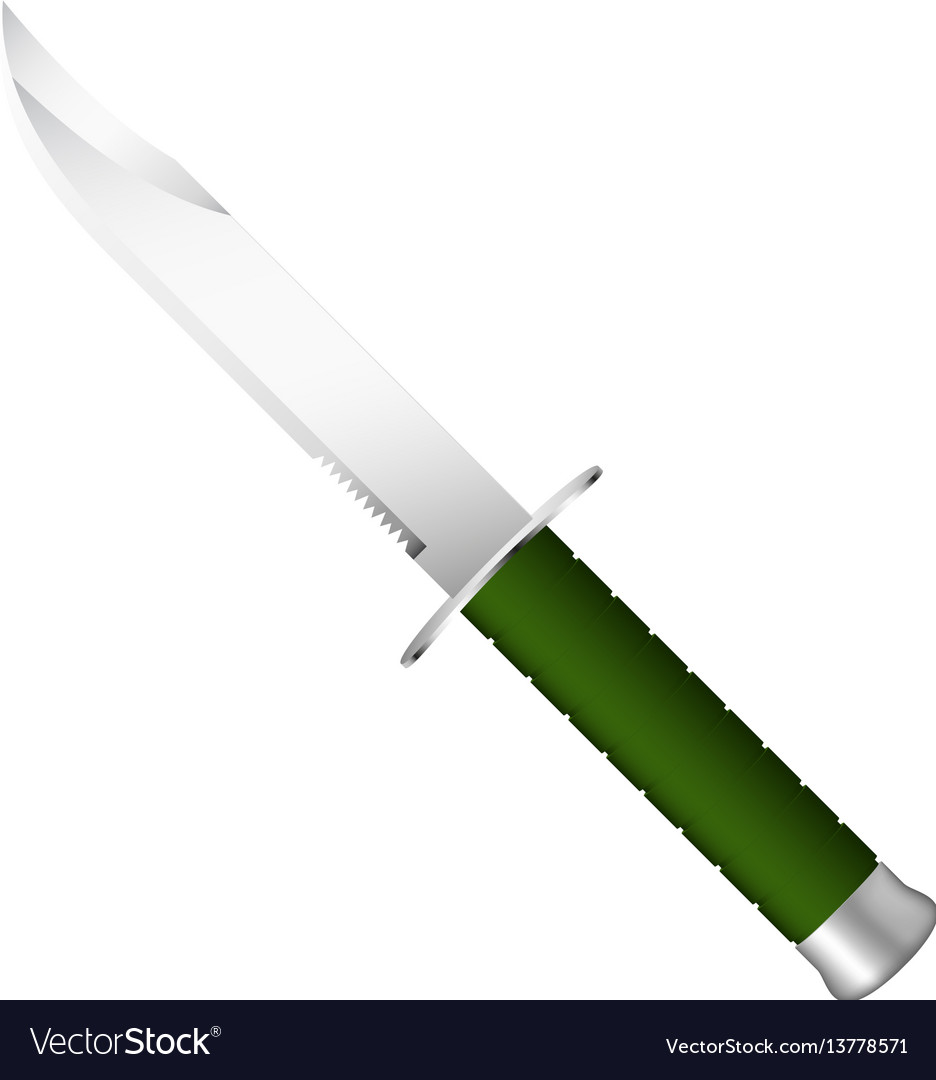 Military knife with dark green handle