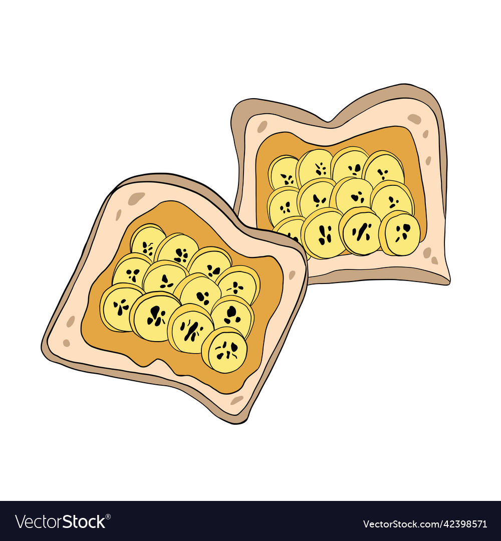 Peanut Butter And Banana Toast Royalty Free Vector Image