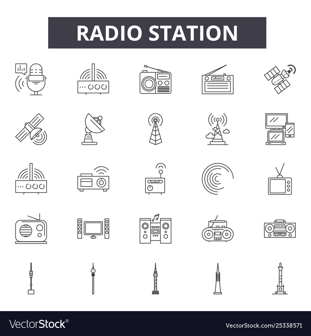 Radio Station Line Icons - Broadcast Set