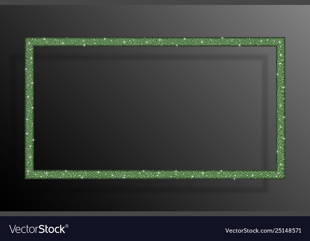 Rectangle frame green sequins glitters or sparkles vector image Rectangle frame green sequins glitters or sparkles