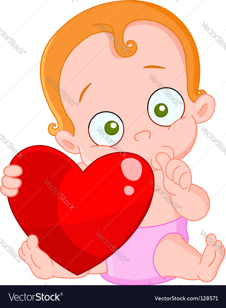 Red hair baby girl valentine Royalty Free Vector Image