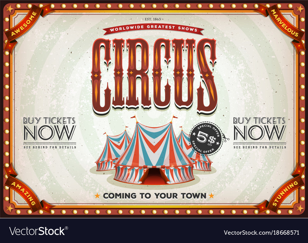 Vintage Old Circus Poster Royalty Free Vector Image