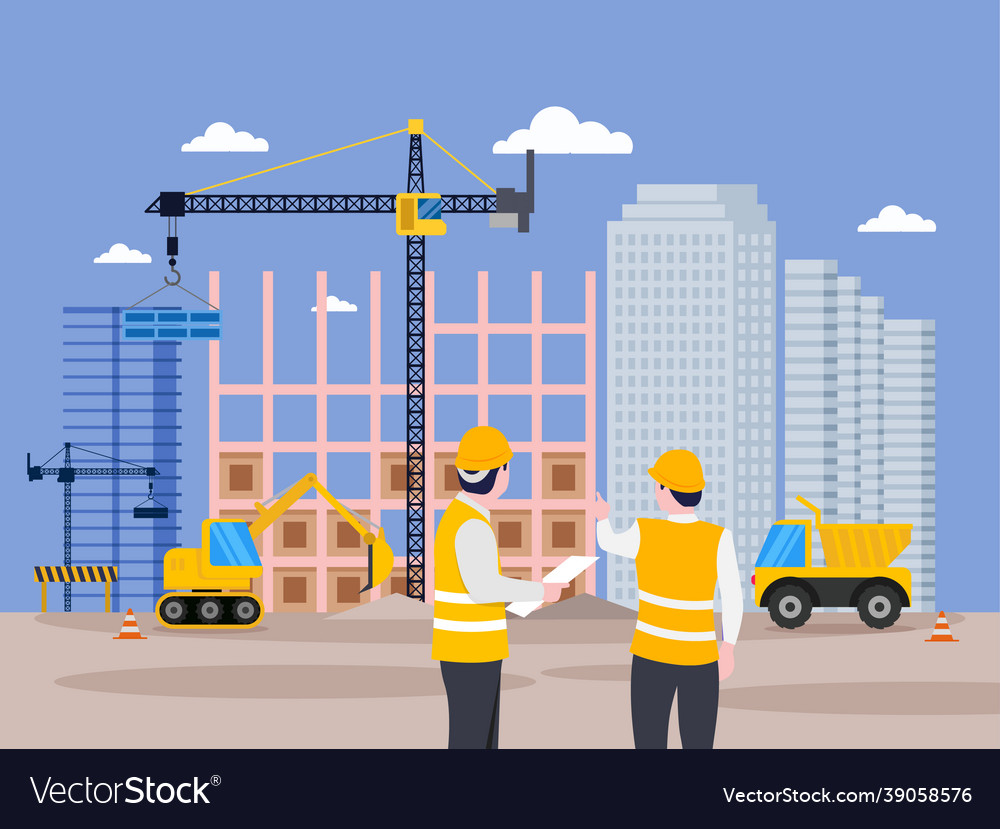 Building manager checking work