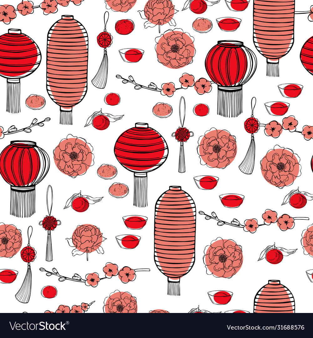 Chinese new year background with holiday lanterns