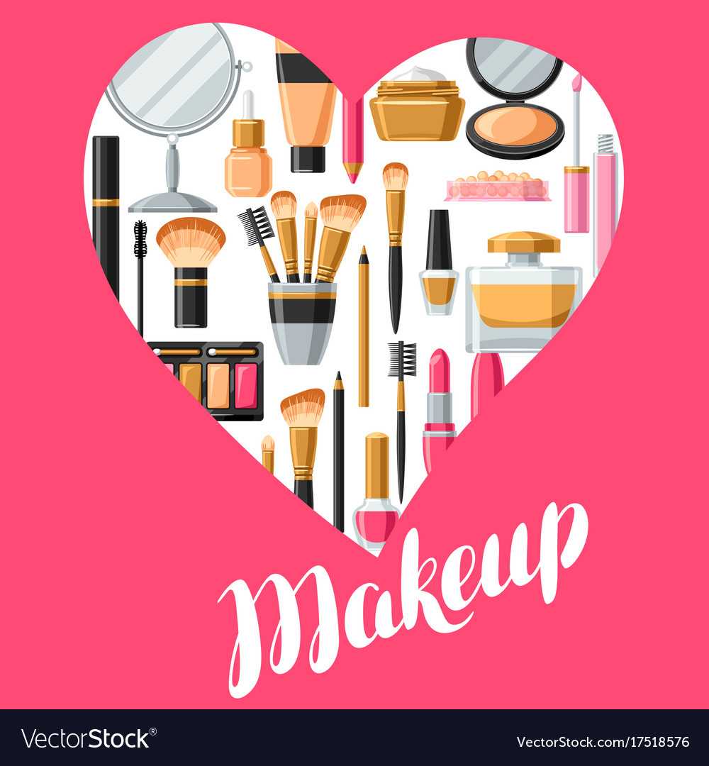 Cosmetics For Skincare And Makeup Background For Vector Image