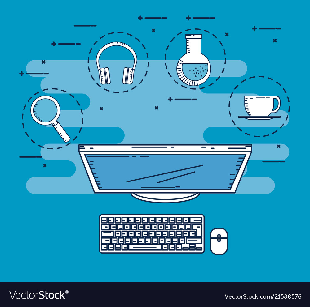 Education on line with desktop display vector image Education on line with desktop display