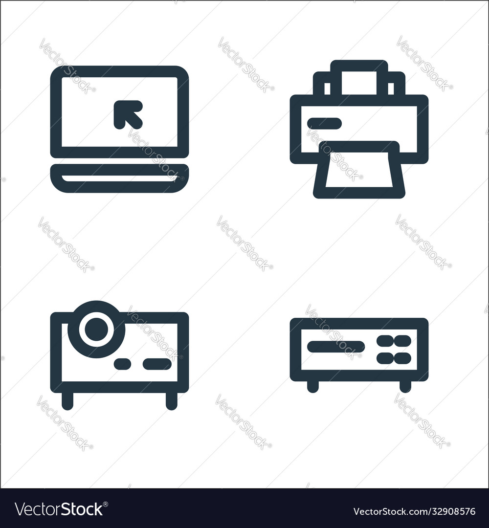 Electronics line icons linear set quality vector image Electronics line icons linear set quality
