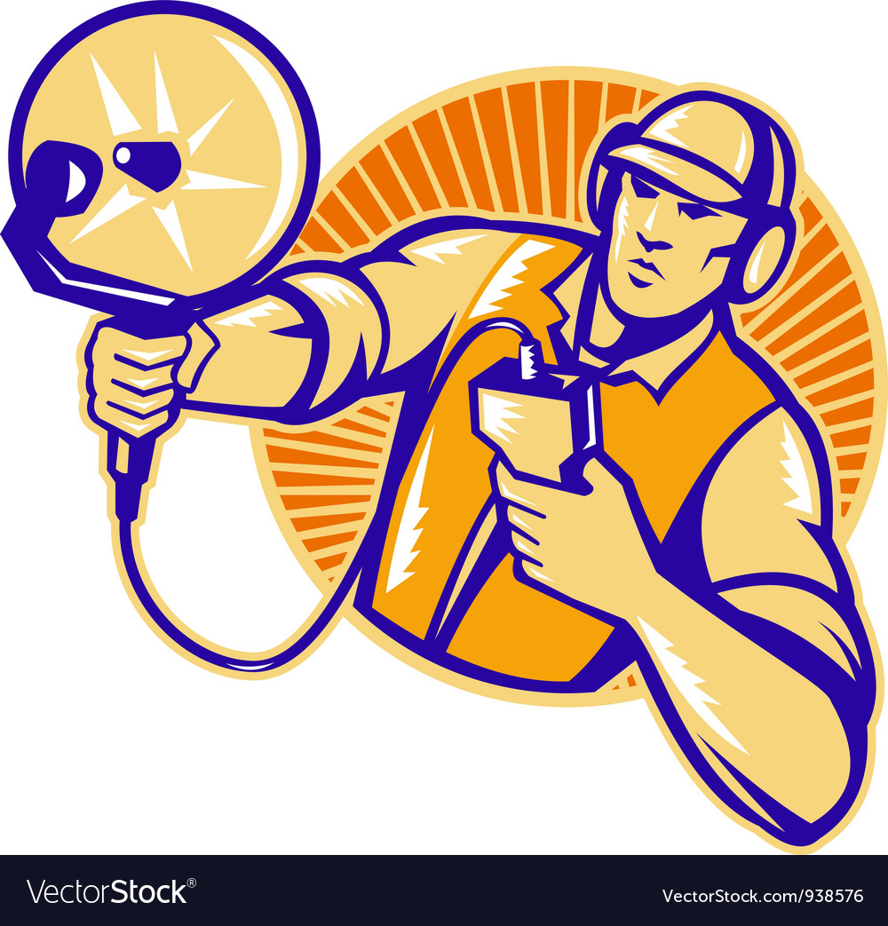 engineer technician with ultrasound sonar dish vector image dish technician