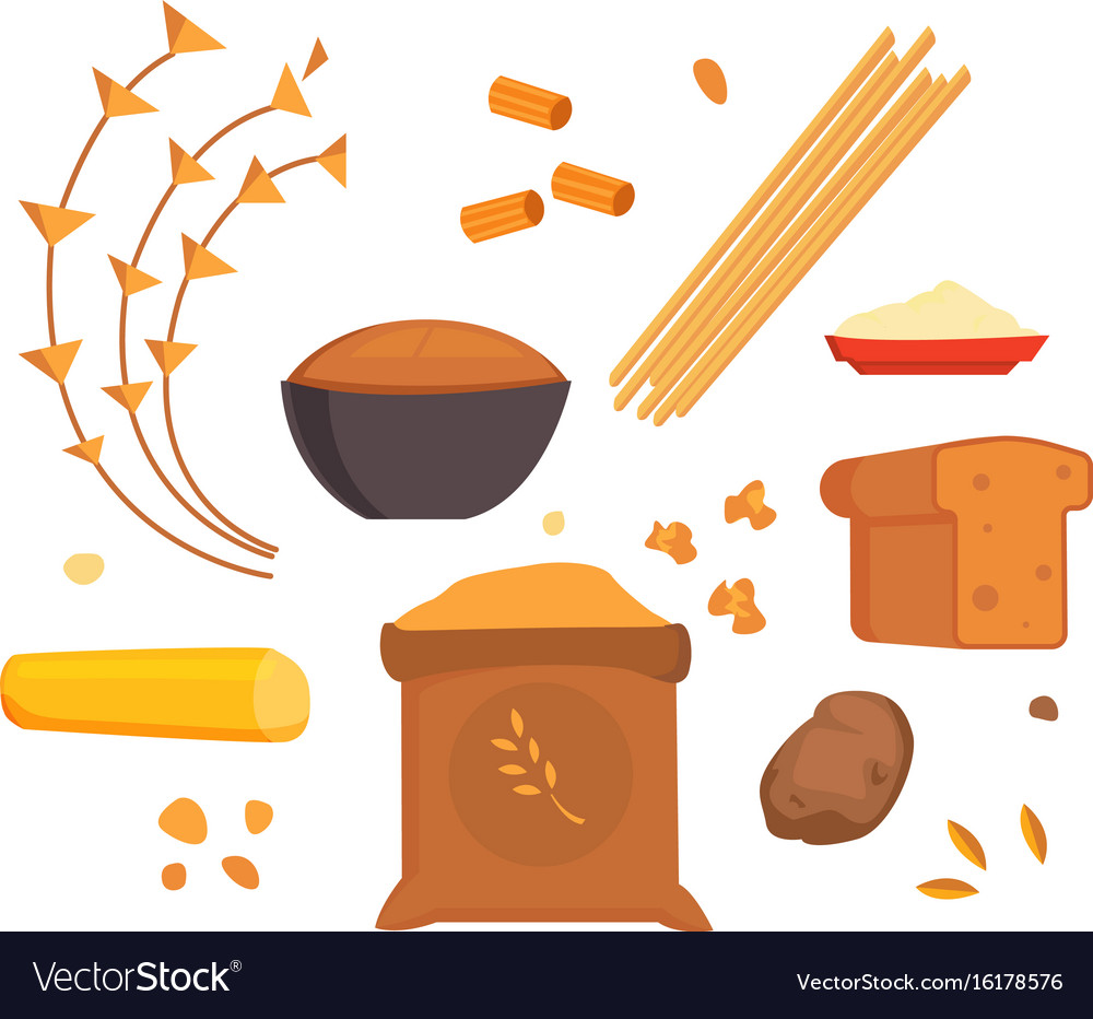 Food Carbs Isolated Healthy Ingredient Bread Diet Vector Image