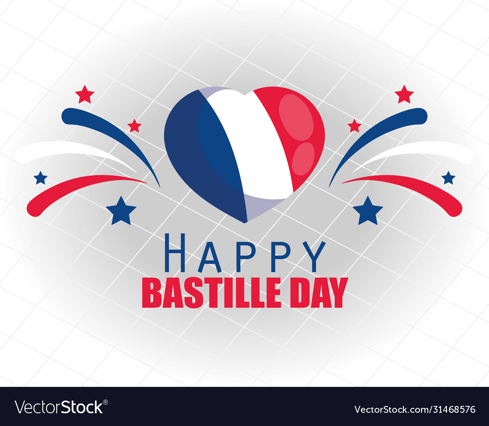 France flag heart with fireworks happy bastille Vector Image