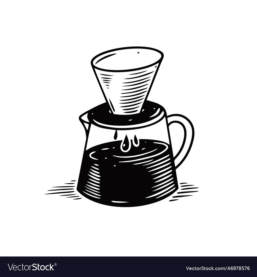 Hand drawn black color drip coffee maker