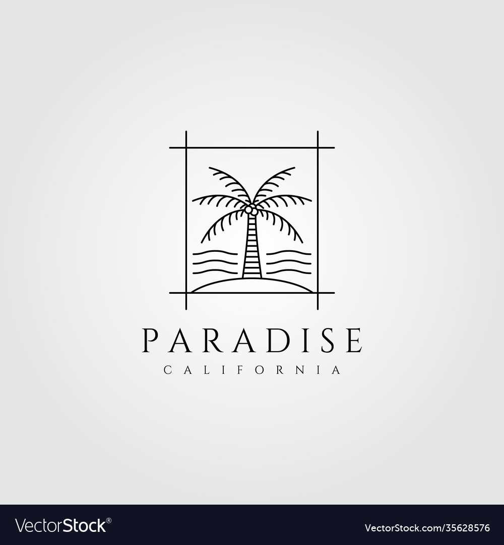 Line art island tree logo symbol design Royalty Free Vector