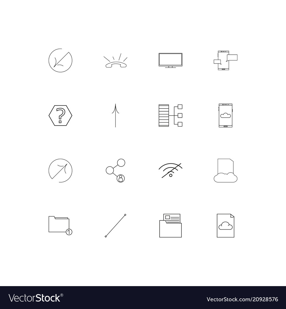 Network and database linear thin icons set