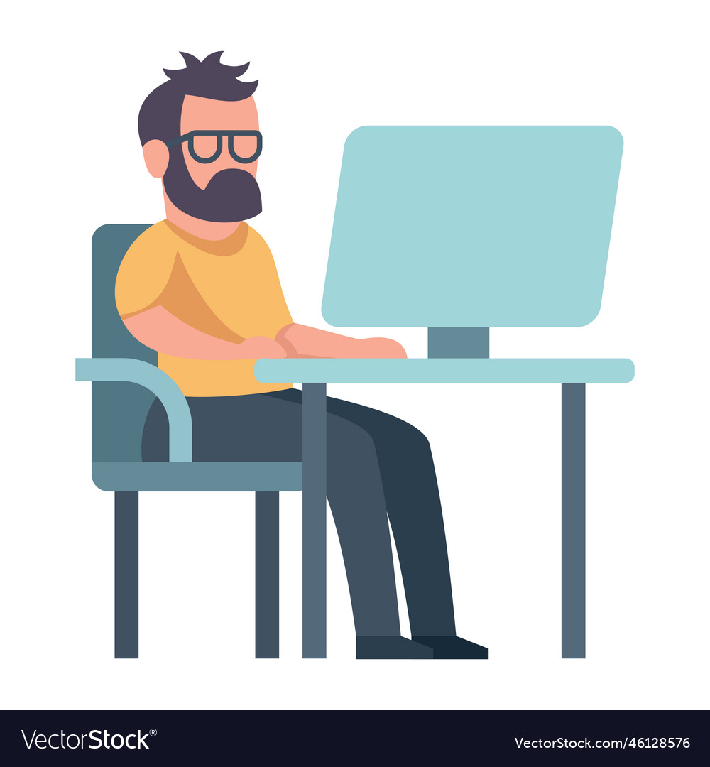 Programmer concentrated at working project