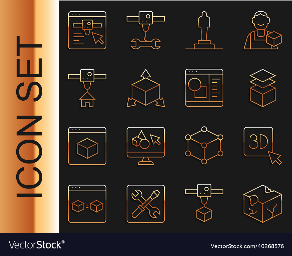 Set line isometric cube 3d printer layers model vector image Set line isometric cube 3d printer layers model