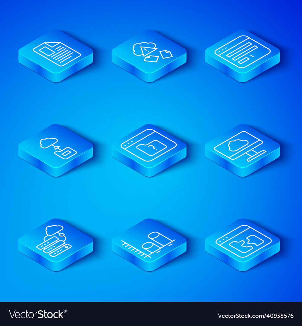 Set line network cloud connection file missing vector image Set line network cloud connection file missing