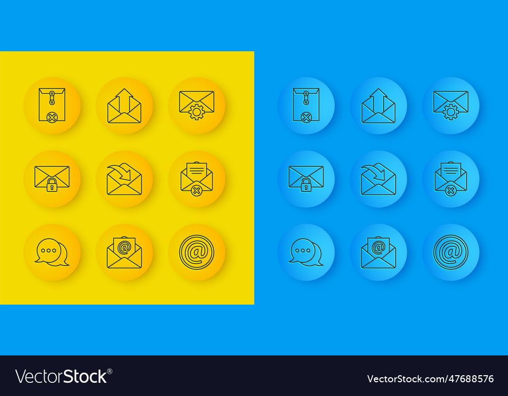 Set line speech bubble chat mail message lock