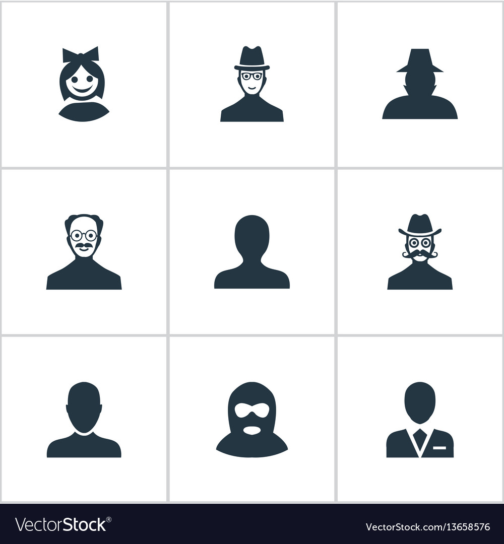 Set of simple member icons vector image Set of simple member icons
