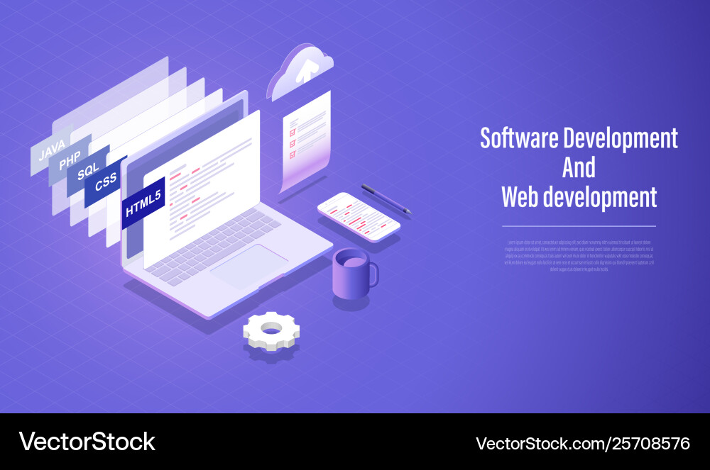 Software development and web Royalty Free Vector Image