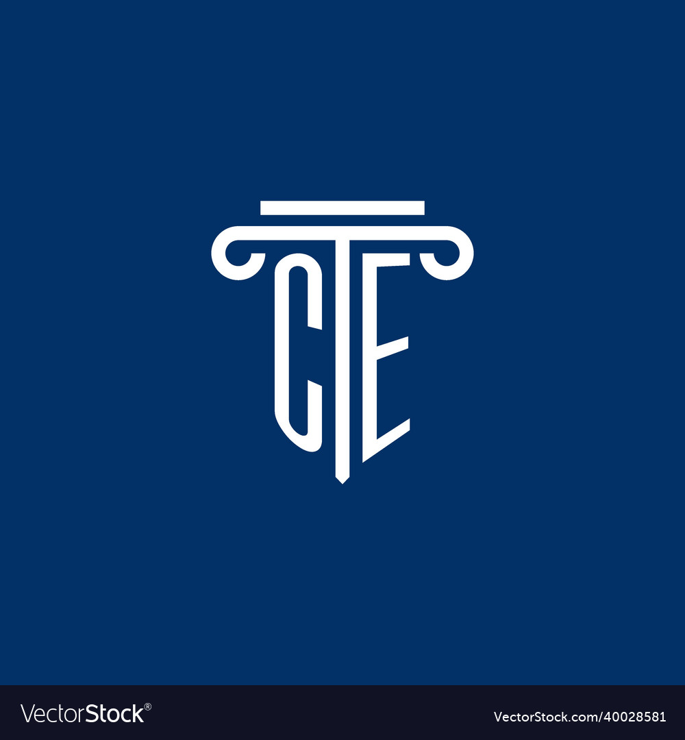 Ce initial logo monogram with simple pillar icon Vector Image Ce initial logo monogram with simple pillar icon