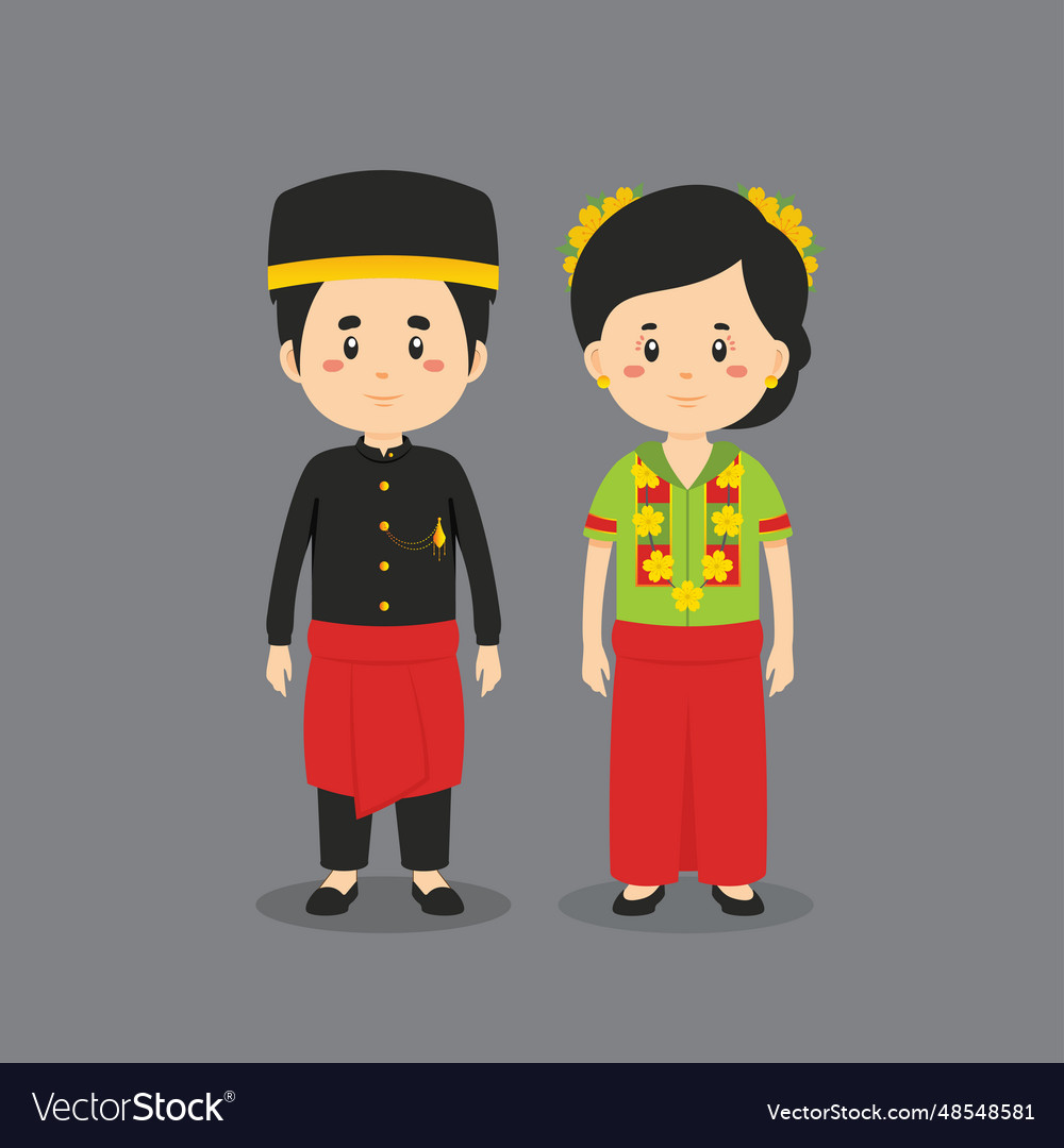 Couple character wearing west sulawesi Royalty Free Vector