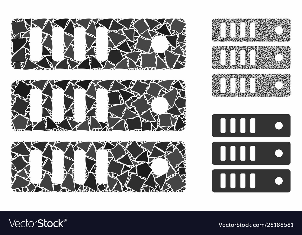Database server mosaic icon ragged elements vector image Database server mosaic icon ragged elements