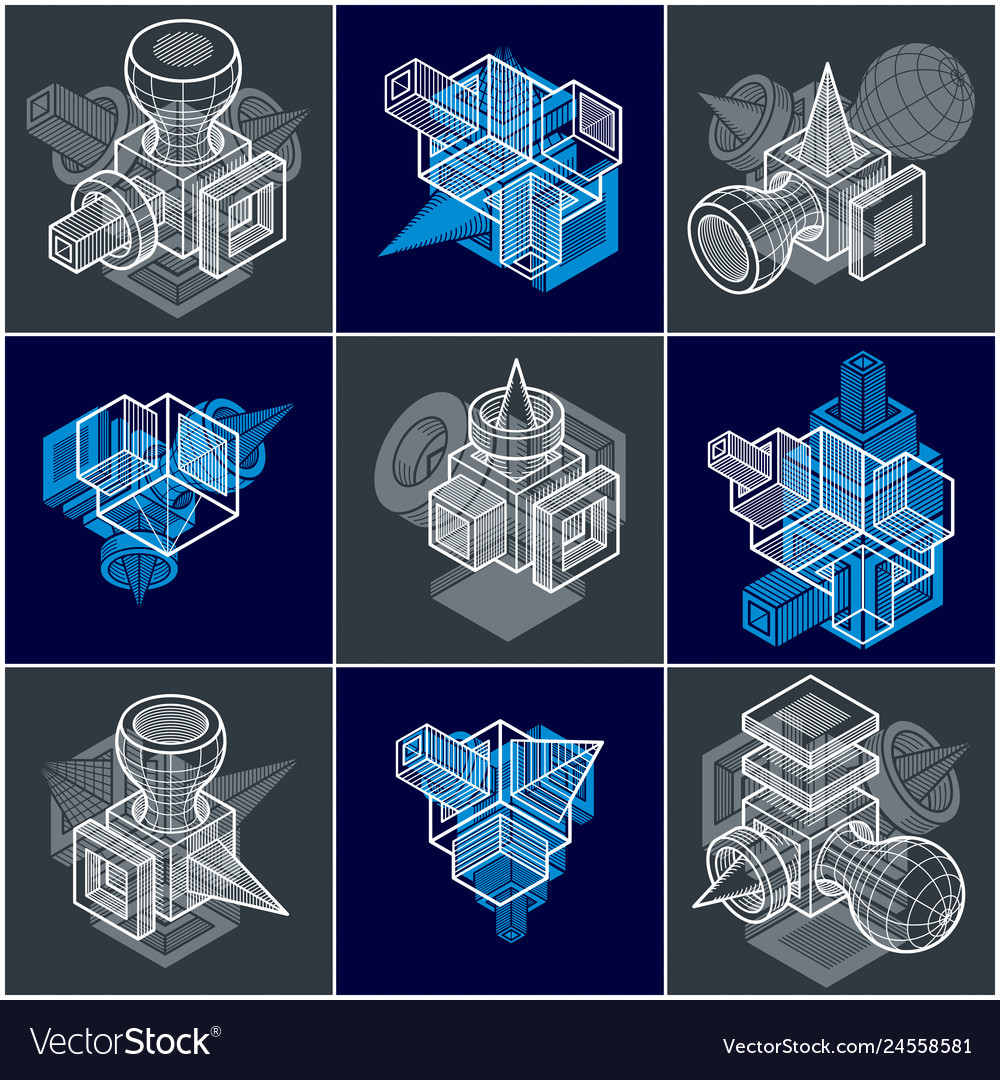 Engineering abstract geometric shapes simple set Vector Image Engineering abstract geometric shapes simple set