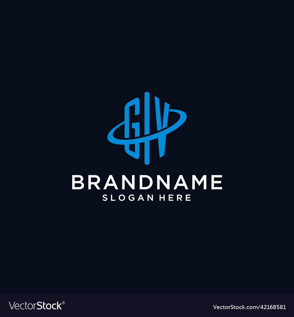 Gv initial monogram logo with hexagonal shape Vector Image Gv initial monogram logo with hexagonal shape