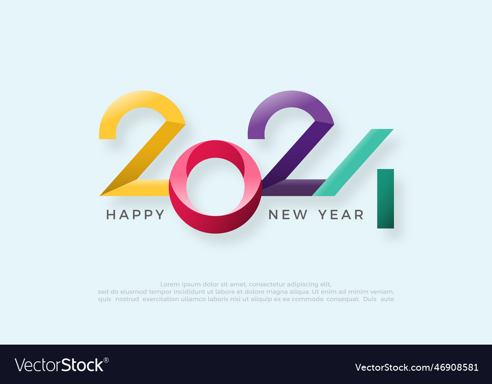 Happy new year 2024 premium colorful numbers Vector Image