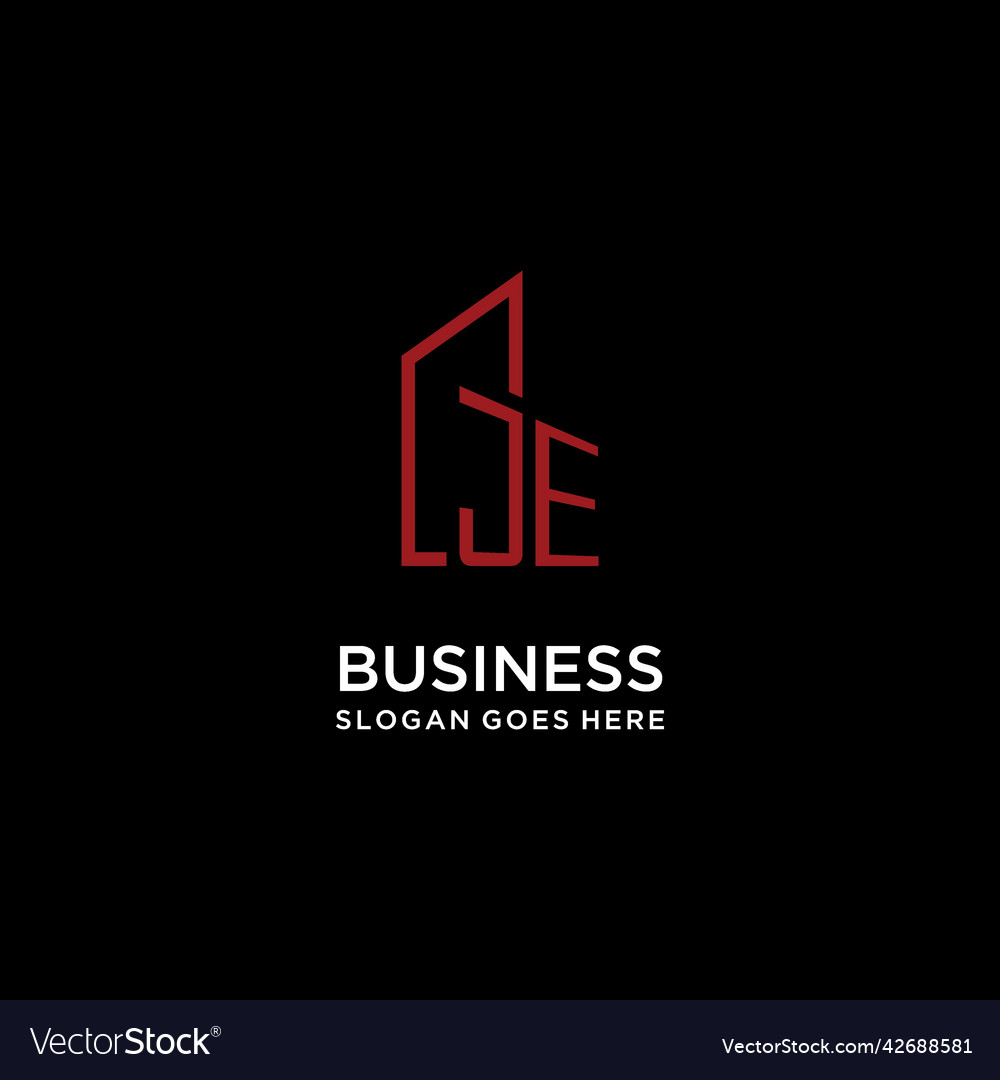 Je initial monogram with building logo design