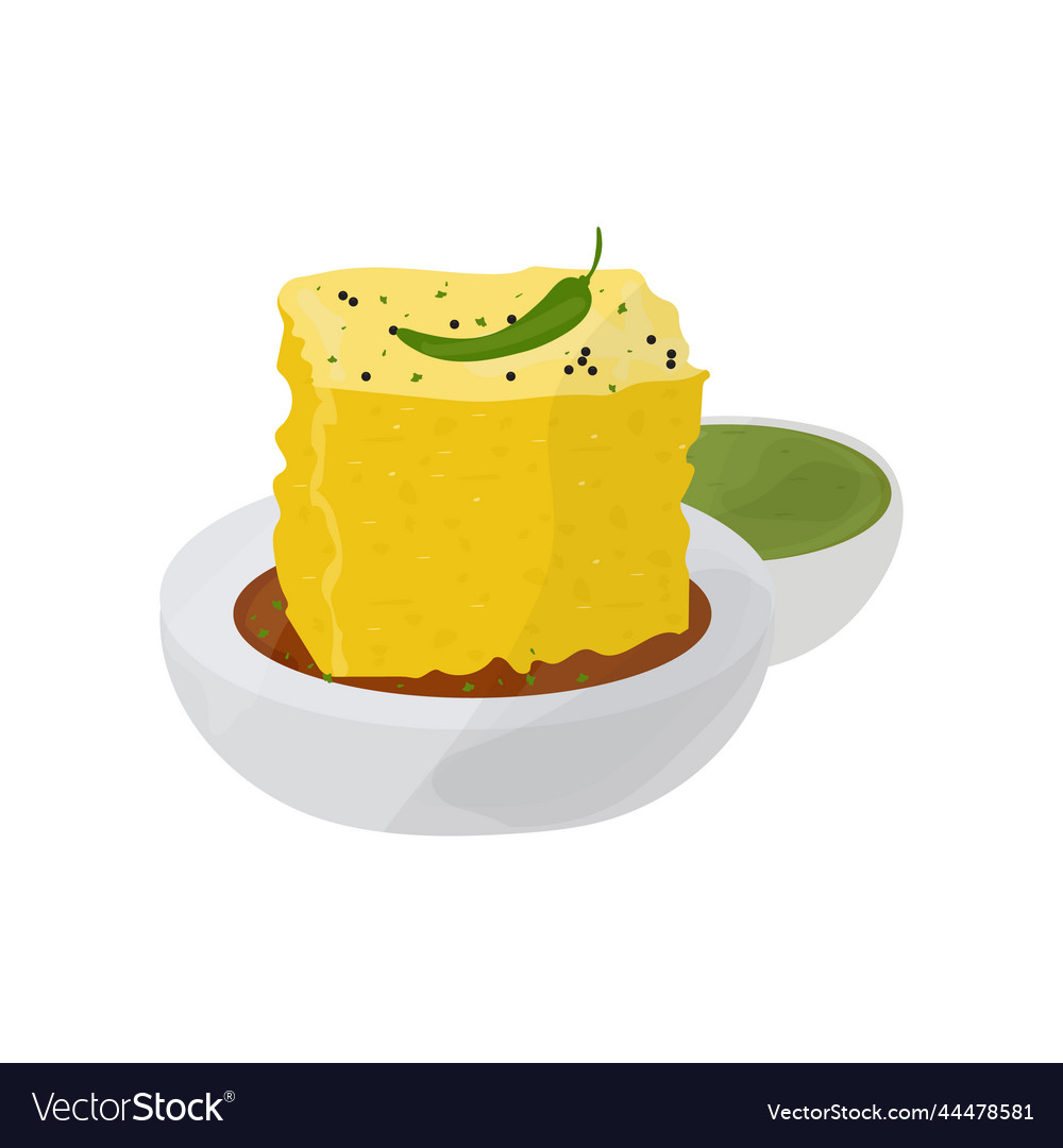 Khaman dhokla indian vegetarian dish Royalty Free Vector