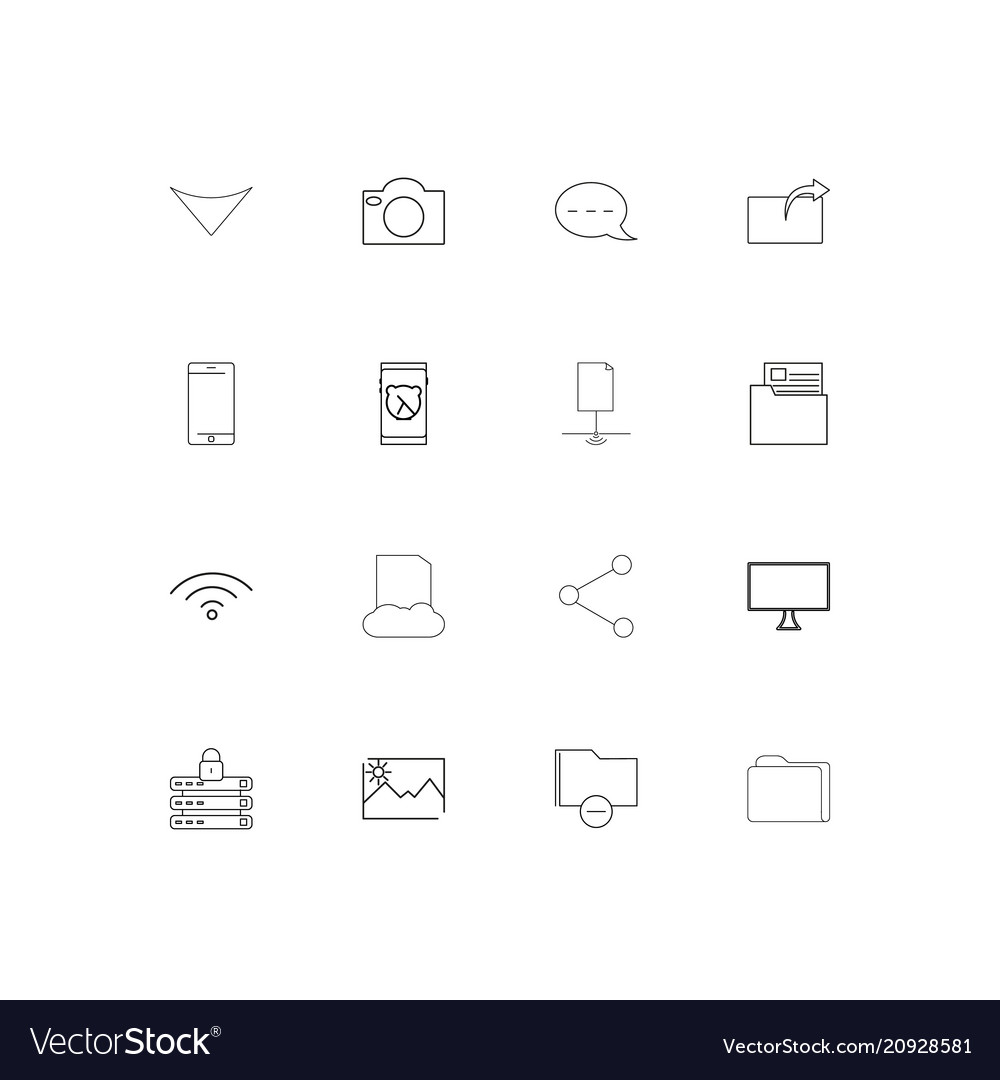 Netzwerk und Datenbank lineare dünne Symbole Set