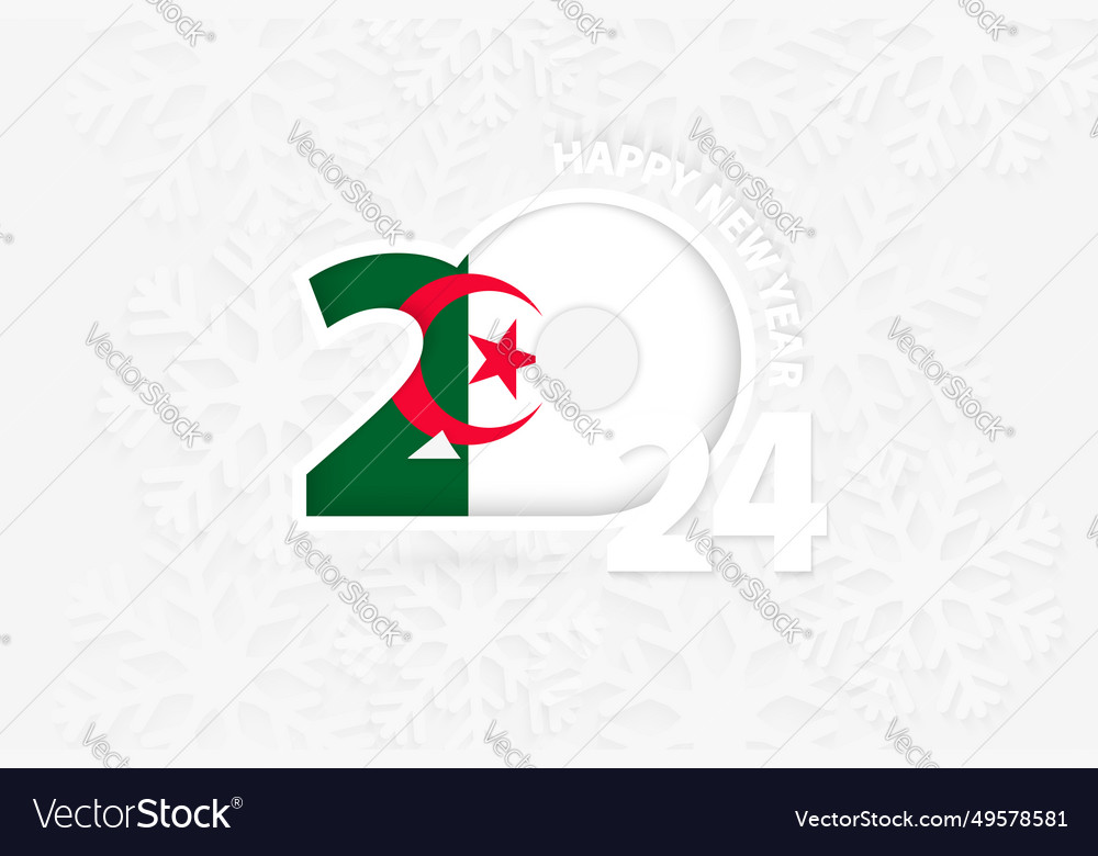 New year 2024 for algeria on snowflake background Vector Image