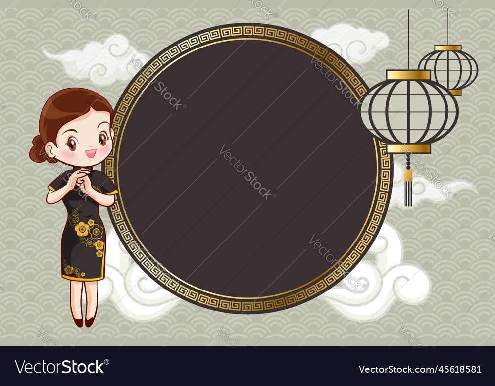 Pretty chinese girl in mandarin gown vector image Pretty chinese girl in mandarin gown